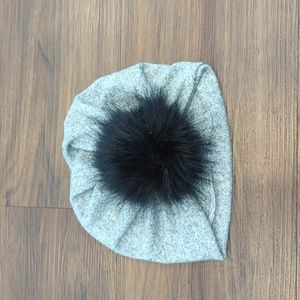 Grey pom baby turban